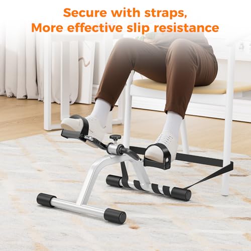 RYGEO Pedal Exerciser Mini Exercise Bike for Leg and Arm Recovery Exercise Lightweight and Portable Floor Bike - color: White
