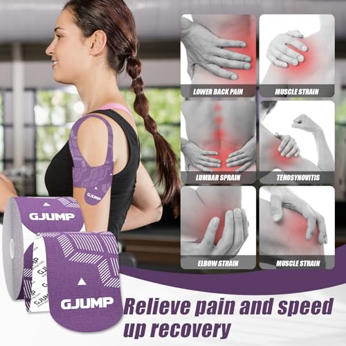 Kinesiology Tape, 40 Count Precut Strips 2 Rolls Original Cotton Tape - color: Purple, size: 2 Rolls