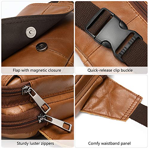 NIUCUNZH Real Leather Fanny Pack for Men Women Sling Waist Packs for Travel - color: Brown