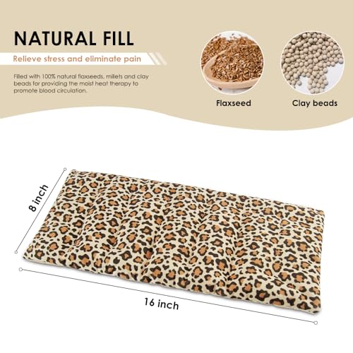 Microwave Heat Pad for Pain Relief, 8 x 16 Warm Compress Wrap - color: Heat Pad04 -Leopard Print