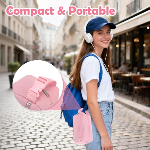 Fammart Freezable Snack Bag with Removable Ice Packs, Small Insulated Lunch Bag Mini Cooler, Leakproof Reusable Snack Lunch Box with Buckle Handle for Work, Travel, Office - Pink - color: with Ice Packs - Pink