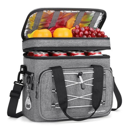 Maelstrom 24/30/60 Can Soft Cooler Bag, Double Deck Portable Ice Chest - color: Grey, size: 24 Can