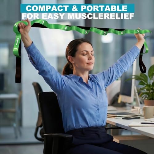 Acozycoo Stretching Strap with Loops for Physical Therapy,Knee,Leg Lifter - color: Green, size: Length: 86 Inch, Width: 1.5 Inch