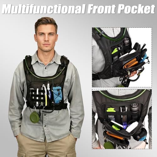 Running Vest with 2L Leakproof Water Bladder, Chest Pack for Hunting with Insulated Compartment for Men & Women Running, Cycling, Camping, Hiking, Skiing