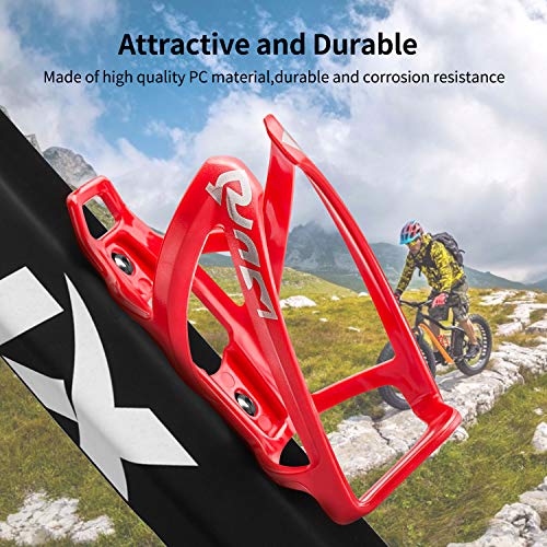 Suruid Bike Water Bottle Cage, Universal Bike Water Drink Holder, Durable Ultralight Plastic Water Bottle Holder for Bicycle, Cycling Bottle Cages for MTB, Road Bike, Mountain Bikes, 2 Pack - Red - color: Red