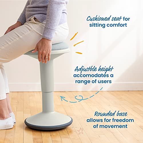 ECR4Kids Sitwell Wobble Stool with Cushion, Adjustable Height, Active Seating, Light Grey - color: Light Grey