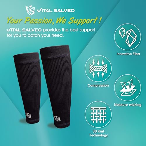 Vital Salveo Graphene Recovery Calf Sleeve - Compression Support for Post-Exercise Recovery,Pain Relief (1 PC) - size: Large