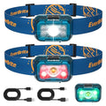EverBrite Rechargeable Headlamp, 2 Pack Head Lamp for Kids & Adults - color: Mineral Blue
