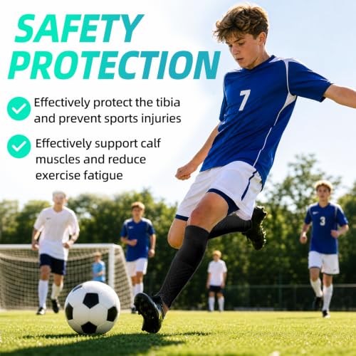 Aegend Soccer Leg Sleeves for Grip Socks, Compression Shin Guard Sleeves - color: Black, size: Medium
