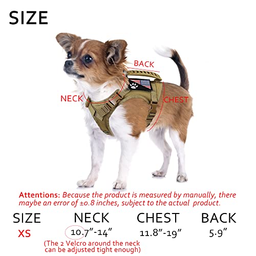 Tactical Dog Harness Tactical with Rubber Handle K9 Military Adjustable Puppy Pet Vest Harness for Outdoor Training XS (Brown Harness) - color: Brown harness