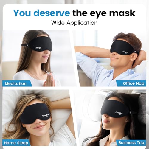 NEWGO 3D Cooling Eye Mask, Weighted Eye Mask for Sleeping, Black (Pack of 2) - color: Black, size: 1 Count (Pack of 2)