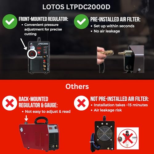 LOTOS LTPDC2000D 3-in-1 50A Plasma Cutter 200A TIG Stick Welder - style: Pilot Arc