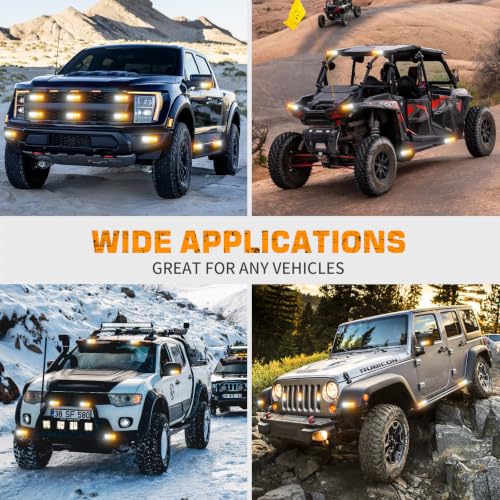 XRIDONSEN 8PCS Sync Grill Strobe Lights 32 LED Amber White Grille Light Bar - color: Amber/White