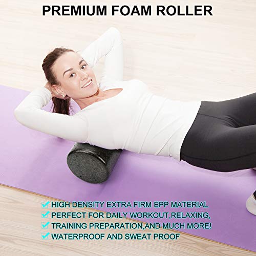 Foam Roller Set - High Density Back Roller, Muscle Roller Stick - color: Black 12-inch