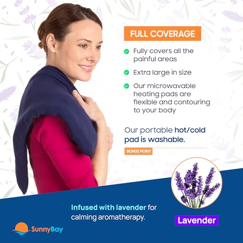 SunnyBay Lavender Extra Large Heating Pad, 10x24 inch, 4 lb, Midnight Blue - color: Lavender Scented Midnight Blue