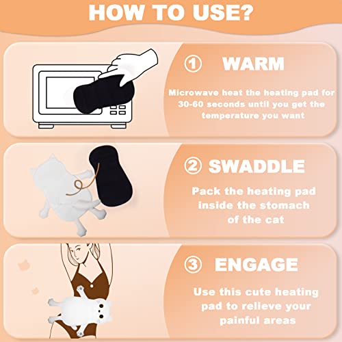 Microwave Heating Pad for Period Cramps Pain Relief, 16"×12", White Cat - size: White Cat