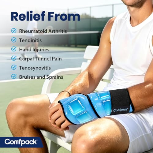 Comfpack Wrist Ice Pack Wrap for Carpal Tunnel Relief, 45-Min Cold Therapy - color: Blue