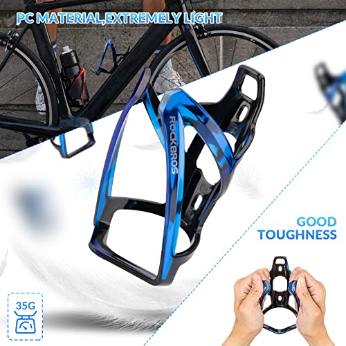 ROCKBROS Bike Water Bottle Holder Ultralight Bottle Cages with Screws Tool - color: Blue-Black, size: Standard