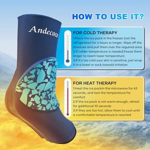 Ankle Ice Pack Wrap Reusable Foot Ice Pack Compression Freeze Sleeve for Ankle Sprain, Plantar Fasciitis, Achilles Tendonitis