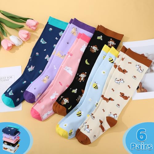 Jspupifip 6 Pairs Plus Size Compression Socks for Women, Wide Calf - color: Pink, Purple, White, Blue, Black, size: XX-Large