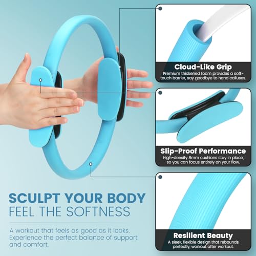 Pilates Kit for Women 13PCS, Pilates Ring Ball Resistance Bands Workout Set - color: Blue