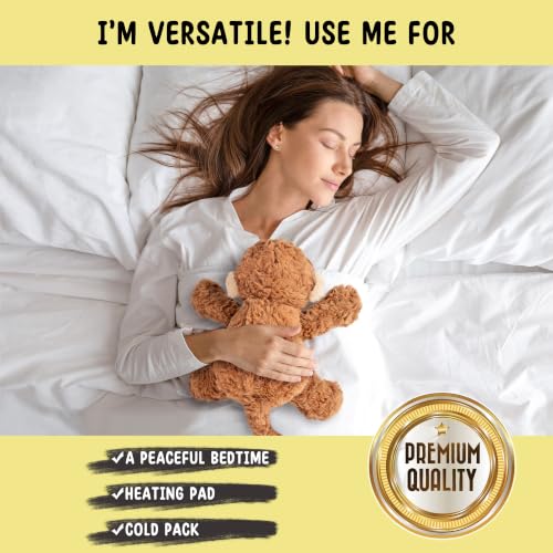 Happy Fuel Weighted Monkey Stuffed Animal, 1.5 Lbs Microwavable Unscented Monkey Plush, Stuffed Toys Heating Pad for Period Cramps Pain Relief and Anxiety, Gift for Women, Girls, Adults & Kids - color: Monkey