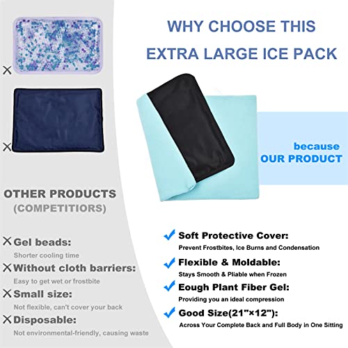 Gel Soft Flexible Ice Packs for Injuries,Reusable Frozen Cold Pack Cool Pad