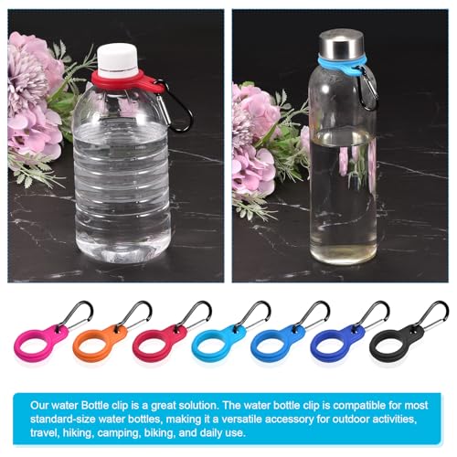 Silicone Water Bottle Clip with Buckle, 3 Pack Drink Holder Hook Keychain Clip Ring for Outdoor Activities Daily Use, Black