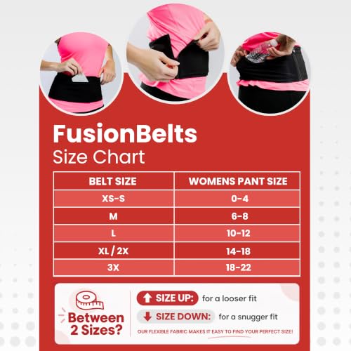 Fusion Belts Running Belt for Women & Men - Patented Side Zipper On Design - color: Classic Jet Black, size: 3X/4X
