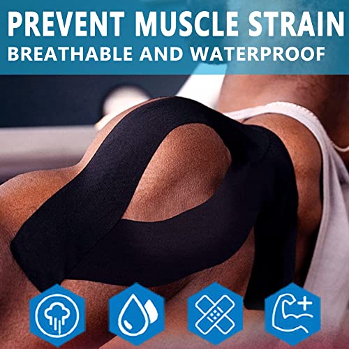 SOON GO Kinesiology Tape, 2IN x 16.4FT Uncut Athletic Tape, Waterproof Breathable Latex-Free, Muscle Recovery & Joint Support, Dark Blue (1/2/5 Rolls) - color: Dark Blue, size: 1 Count (Pack of 1)