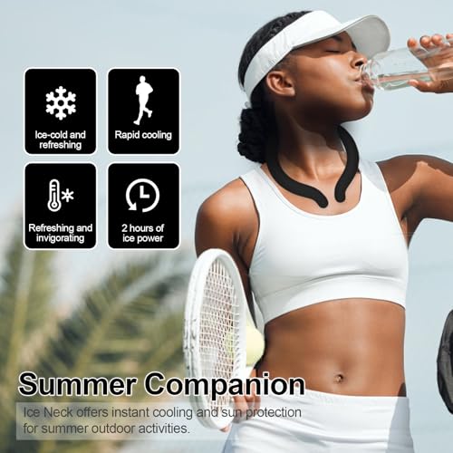 Neck Cooling Tube with Insulated Bag, Reusable PCM Ice Ring, Neck Cooler - color: Black*2
