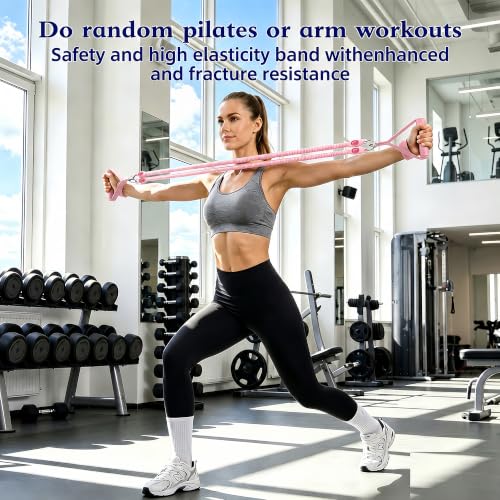 Resistance Band with Handle 100LBS Pedal Resistance Bands for Pilates Yoga Physical Therapy Leg,Abdomen,Waist,Arm,Workout Bands Exercise Resistance Bands Set for Women - color: Pink with foot massagers