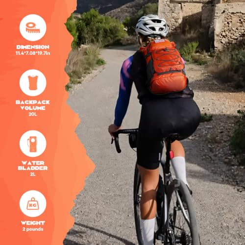 Maelstrom Lightweight Hydration Hiking Backpack with 2L/3L Water Bladder - color: 2.Orange, size: 2L Bladder