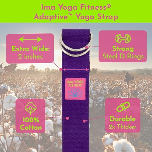 Extra-Wide 2 Inch Cotton Yoga Strap: Stretching, Physical Therapy, Exercise - color: Purple, size: 10 feet