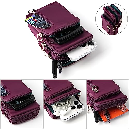 Women Cell Phone Purse Wristband Sport Armband Wallet Travel Crossbody Cell Phone Purse for Galaxy S10 Plus S9 Plus A50 A7 J7,OnePlus 6T,HTC U12 (Purple) - color: Purple