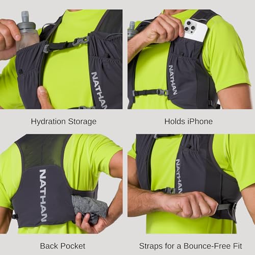 Nathan Pinnacle Featherlite 1.5L Hydration Vest for Running – Ultra-Lightweight, Compression-Fit with Hydrapak Soft Flask - size: Small-Medium, style: Charcoal/Reflective Silver