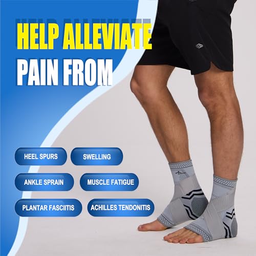 ABIRAM Ankle Brace Compression Sleeve with Adjustable Support Strap - color: Blue, size: Small