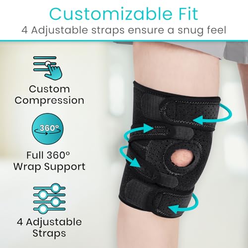 Vive Knee Brace for Meniscus Tear - ACL & Patella Support for Men, Women - color: Black