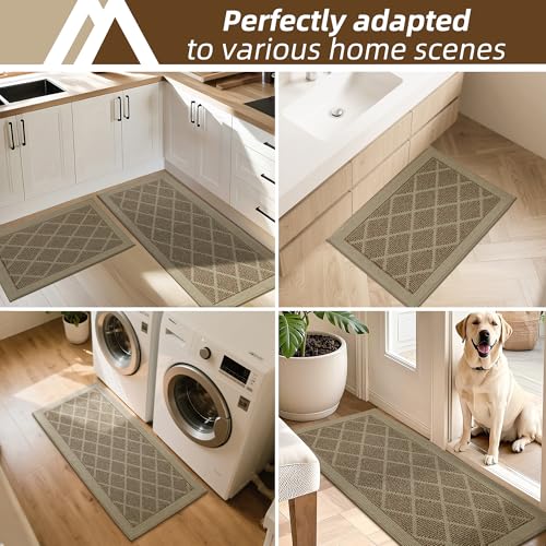 COSY HOMEER Kitchen Rugs, 2 PCS Kitchen Mats Non Slip Washable,Beige - color: Beige, size: 24"x36" + 24"x60"