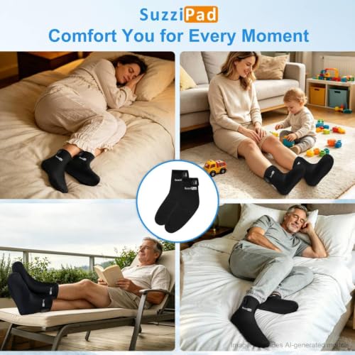 SuzziPad Cold Therapy Socks, Adjustable Ankle Ice Pack Wrap for Chemo, L - size: L