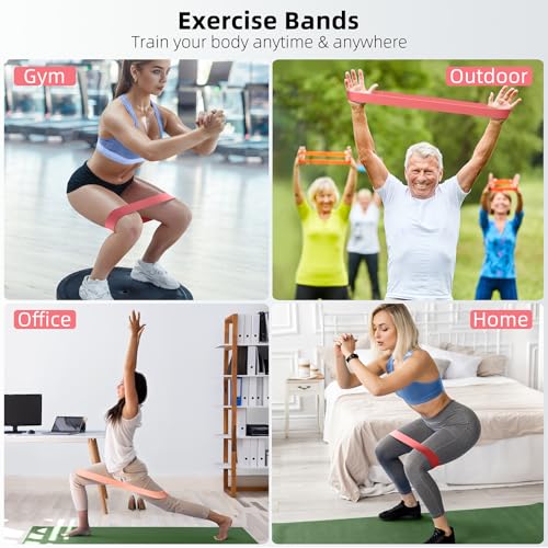 Resistance Bands for Working Out, 5-Pack Loop Exercise Bands for Home Gym - color: Pink