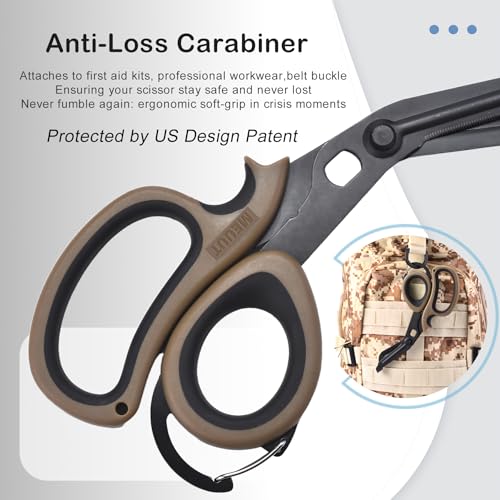 MEUUT Trauma Shears with Carabiner 7.5 Inch 2-Pack Medical Scissors - color: Coffee/Black+coffee/Black