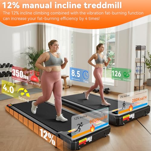 ANCHEER Walking Pad with Incline - Under Desk Treadmill with Handle Bar - color: BBlack