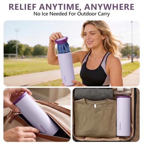 9" Reusable Gel Ice Pack for Injuries with Insulated Bottle, Purple - color: Purple