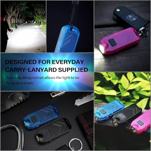 MecArmy SGN5 USB Rechargeable Personal Attack Alarm Flashlight | Mini Handheld EDC Keychain Torch | LED with 560 Lumens Small and Powerful Light | Alarm up to 115dB Siren (Blue) - color: SGN5-Blue, size: SGN5-BL
