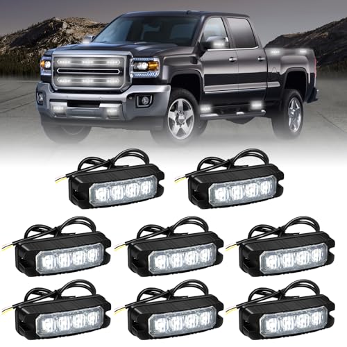 XRIDONSEN 8PCS Sync Truck Grill Lights 32 LED White Strobe Lights - color: White
