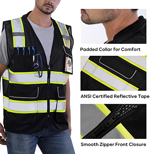 Neopelta Hi Vis Reflective Safety Vest for Men Women Black Mesh/Yellow M - color: Black / Yellow Trim, size: Medium