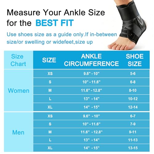 Lace Up Ankle Brace for Women Men, Ankle Support Brace for Sprained Ankle, Ankle Stabilizer Brace with 2 Auto-Shaped Pads, Air Fabric Cool Medical Ankle Brace for Peroneal Tendonitis & Injury Recover, Basketball, Sports, L(13”-14”) - size: Large