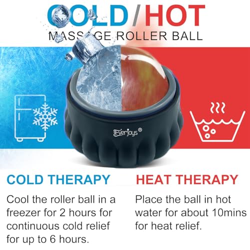 Massage Ice Roller Ball Cold & Heat Therapy Tissue Relief Muscle Recovery - color: Black and Gray