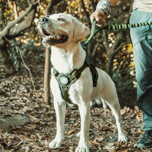 OneTigris Tactical Dog Harness with Handle No-Pull Adjustable for Small Dog - color: Green, size: XX-Small